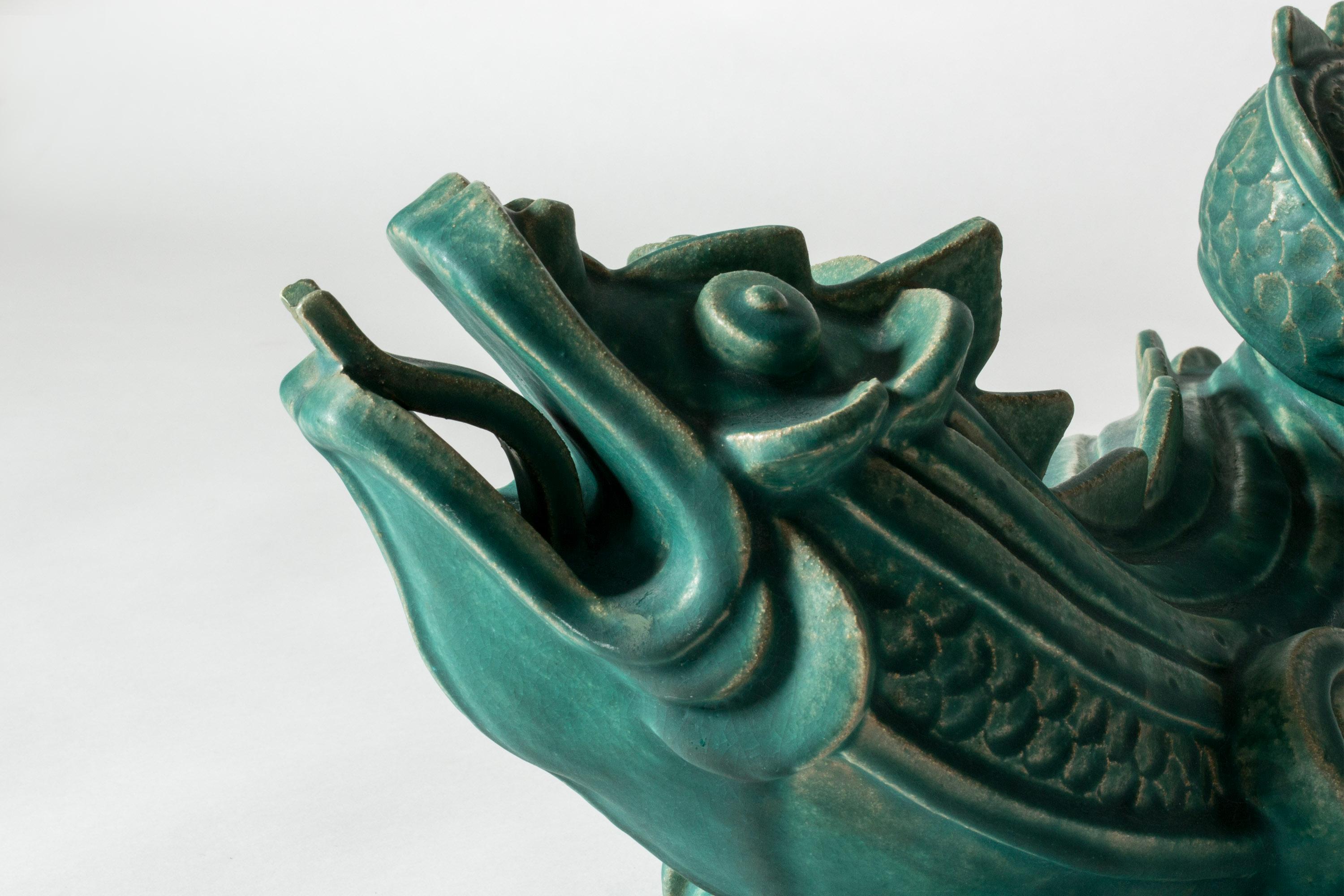 Stoneware dragon sculpture by Wilhelm Kåge, Gustavsberg, Sweden, 1940s For Sale 3