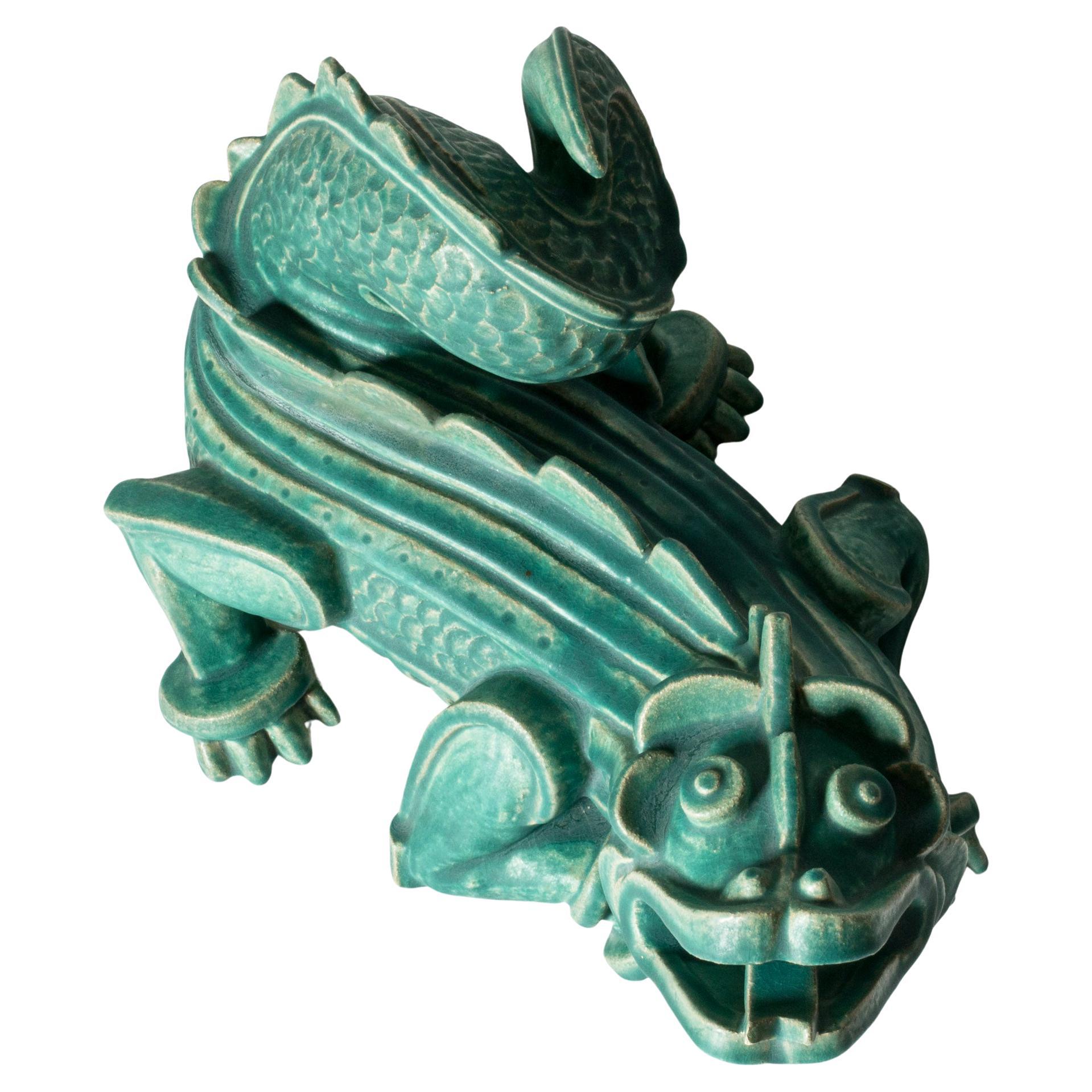 Steingut-Drachenskulptur von Wilhelm Kåge, Gustavsberg, Schweden, 1940er Jahre