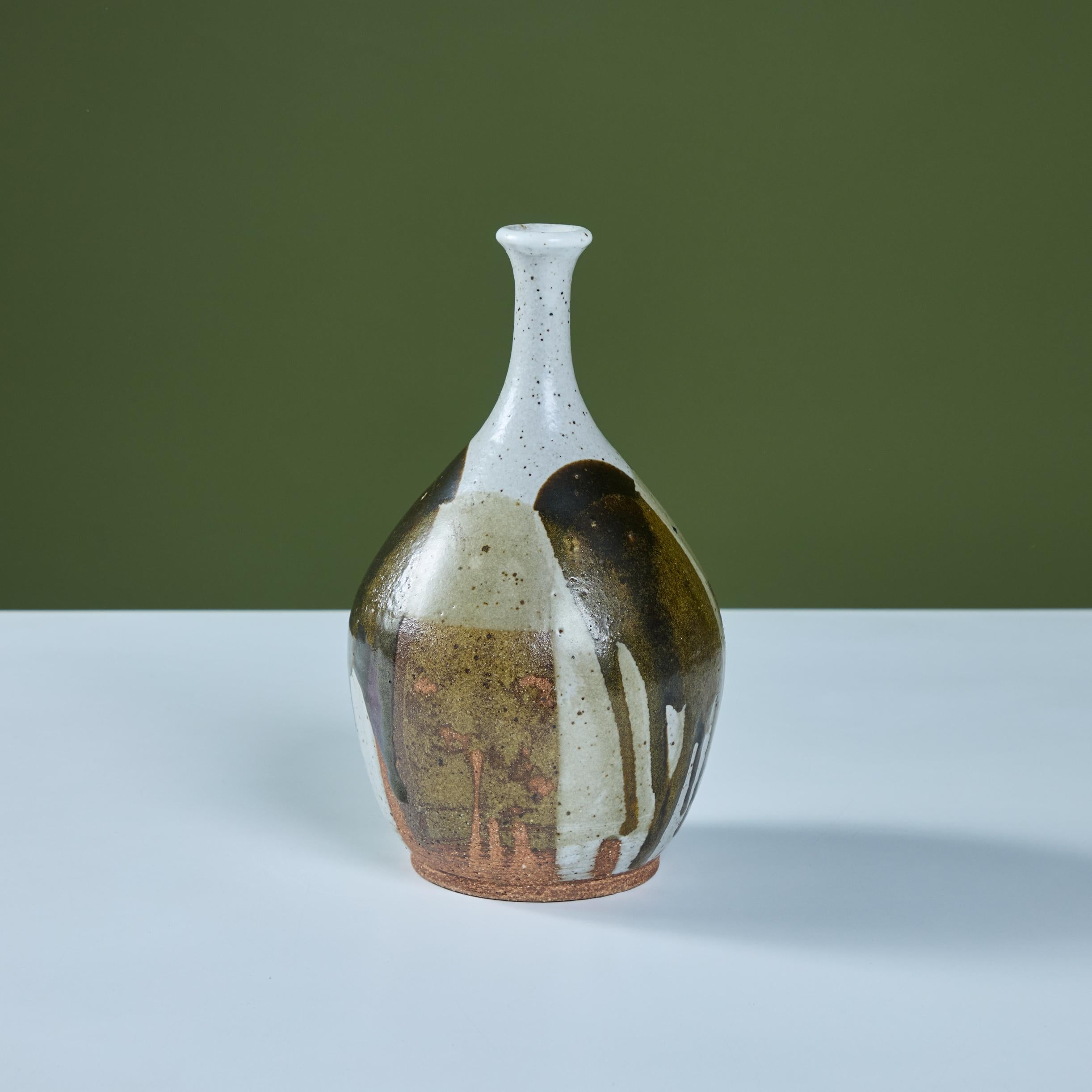 Vernissé Vase en grès à glaçure goutte à goutte en vente