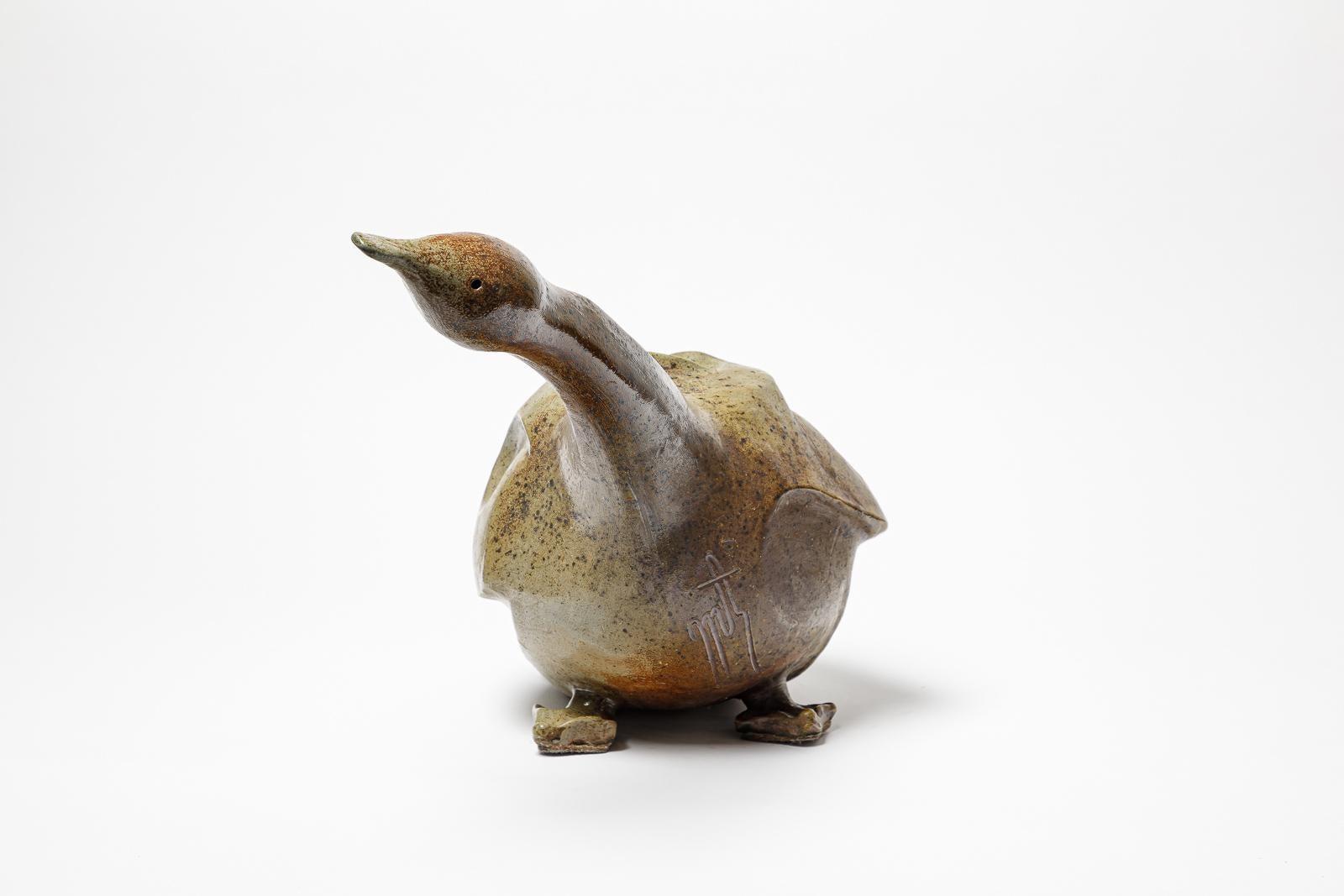 Duck-Skulptur aus Steingut von Georges Martin,  ca. 1970-1980. (Beaux Arts) im Angebot