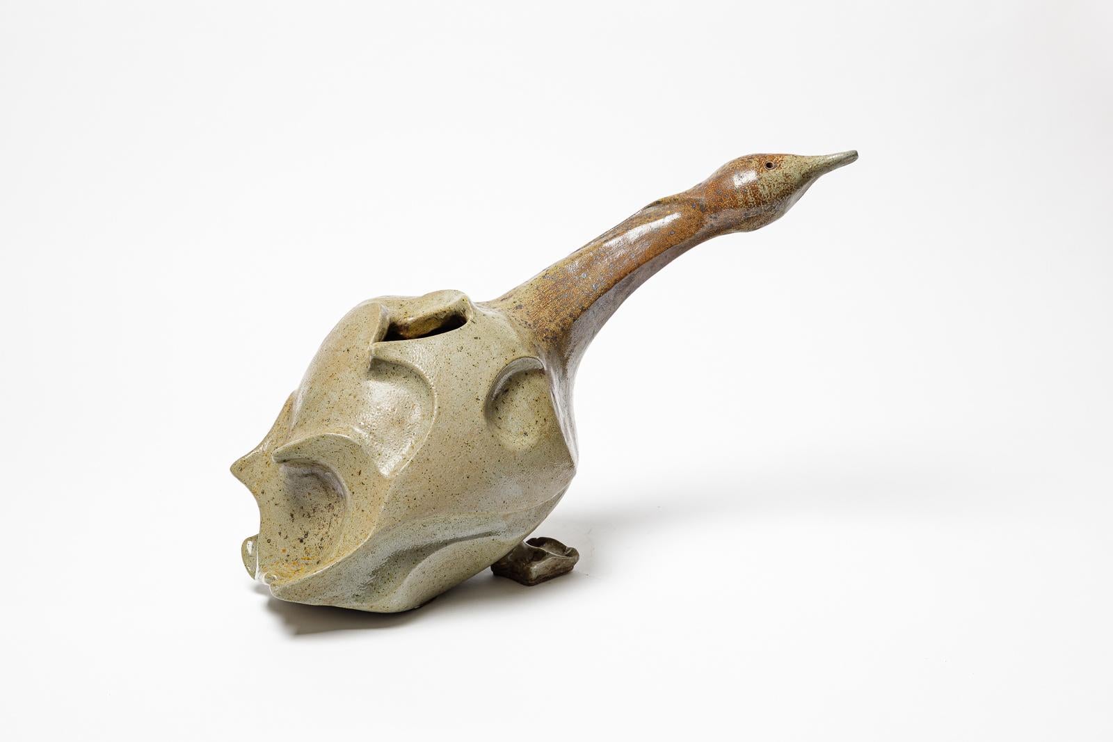 Duck-Skulptur aus Steingut von Georges Martin,  ca. 1970-1980. (20. Jahrhundert) im Angebot