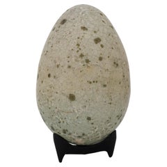 Stoneware Egg Sculpture Gray & Green by Hans Hedberg, Biot, France