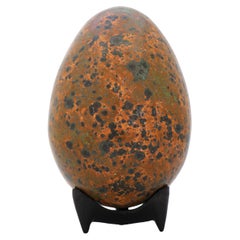 Stoneware Egg Sculpture Orange/Brown/Green by Hans Hedberg, Biot, France