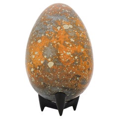 Stoneware Egg Sculpture Orange & Gray-Tone by Hans Hedberg, Biot, France