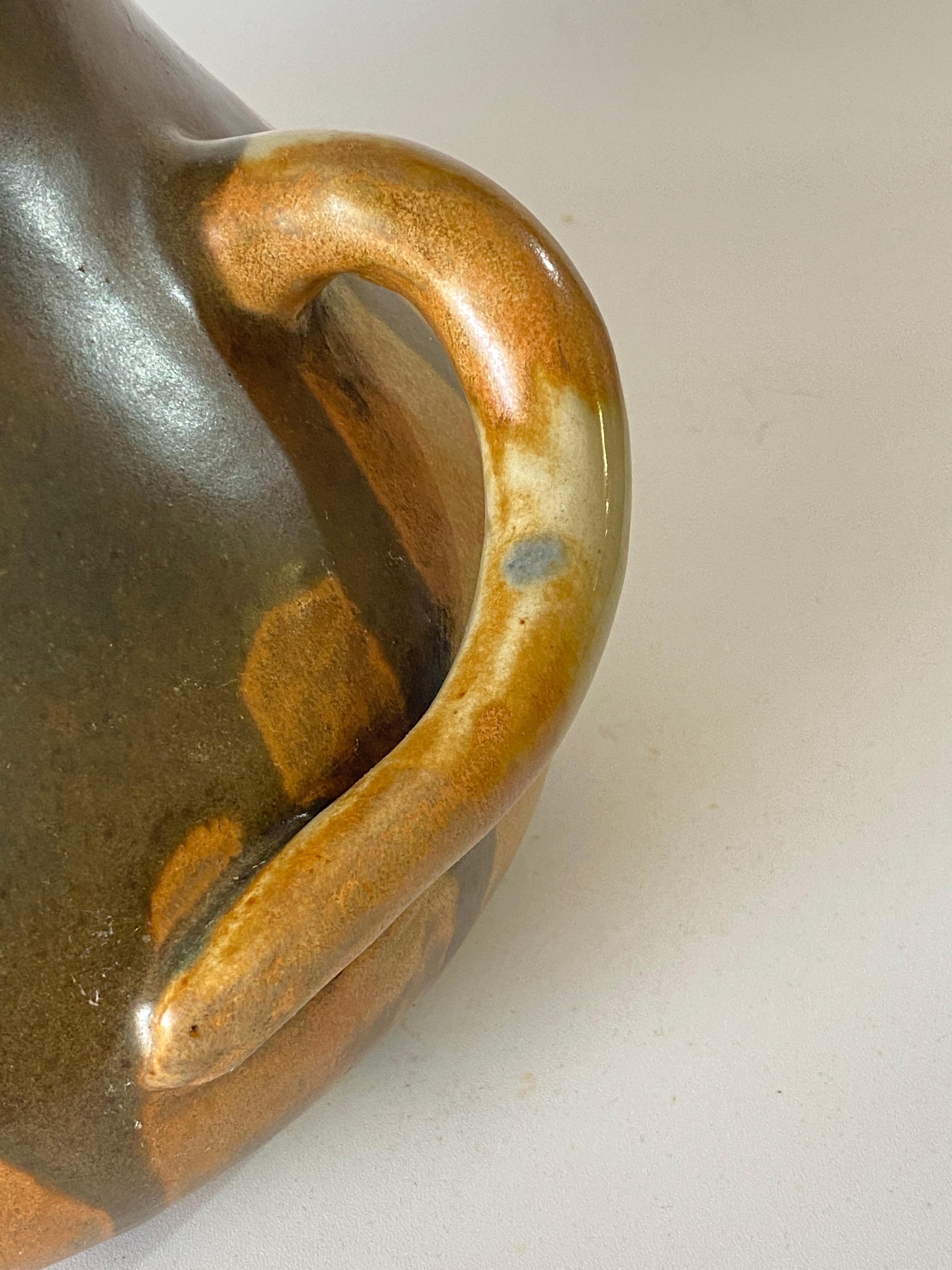 Sandstone Stoneware Enameled Vase, Brown Color, France 1930 by Leon Pointu, signed For Sale