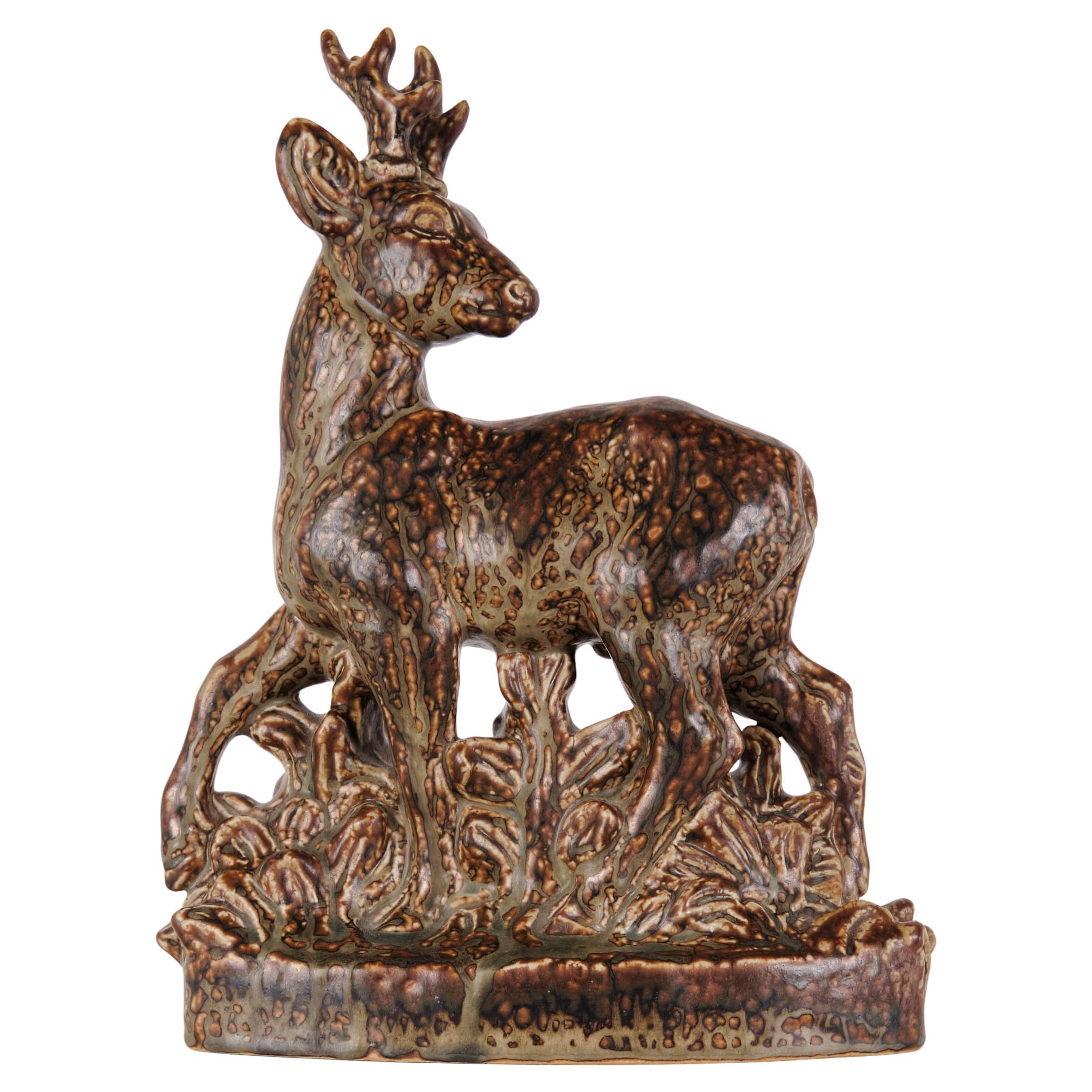 Stoneware Figure, Standing Deer, Model 21333 by Knud Kyhn - Royal Copenhagen