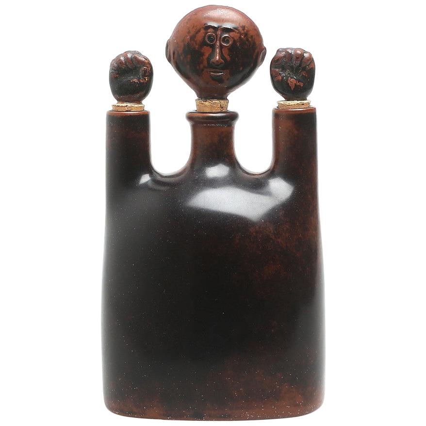 Stoneware Figure Vase Bottle Signed by Stig Lindberg for Gustavsberg