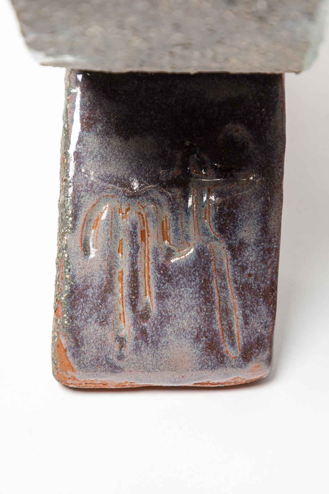 Céramique Lampe de table en faïence à décor géométrique par George Martin, vers 1980. en vente