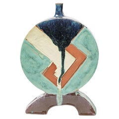 Lampe de table en faïence à décor géométrique par George Martin, vers 1980.