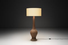 Stoneware Floor Lamp with Abstract Relief Pattern, Scandinavia Mid-20th Century