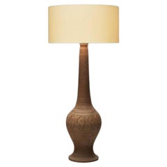 Stoneware Floor Lamp with Abstract Relief Pattern, Scandinavia Mid-20th Century