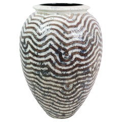 Stoneware Floor Vase In Blue, Grey 
White By Per Weiss From 1980s