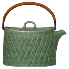 Stoneware "Green Relief" Teapot by J.H. Quistgaard for Kronjyden, Denmark, 1960s