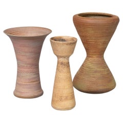 Stoneware Handmade Midcentury Vase Set/3