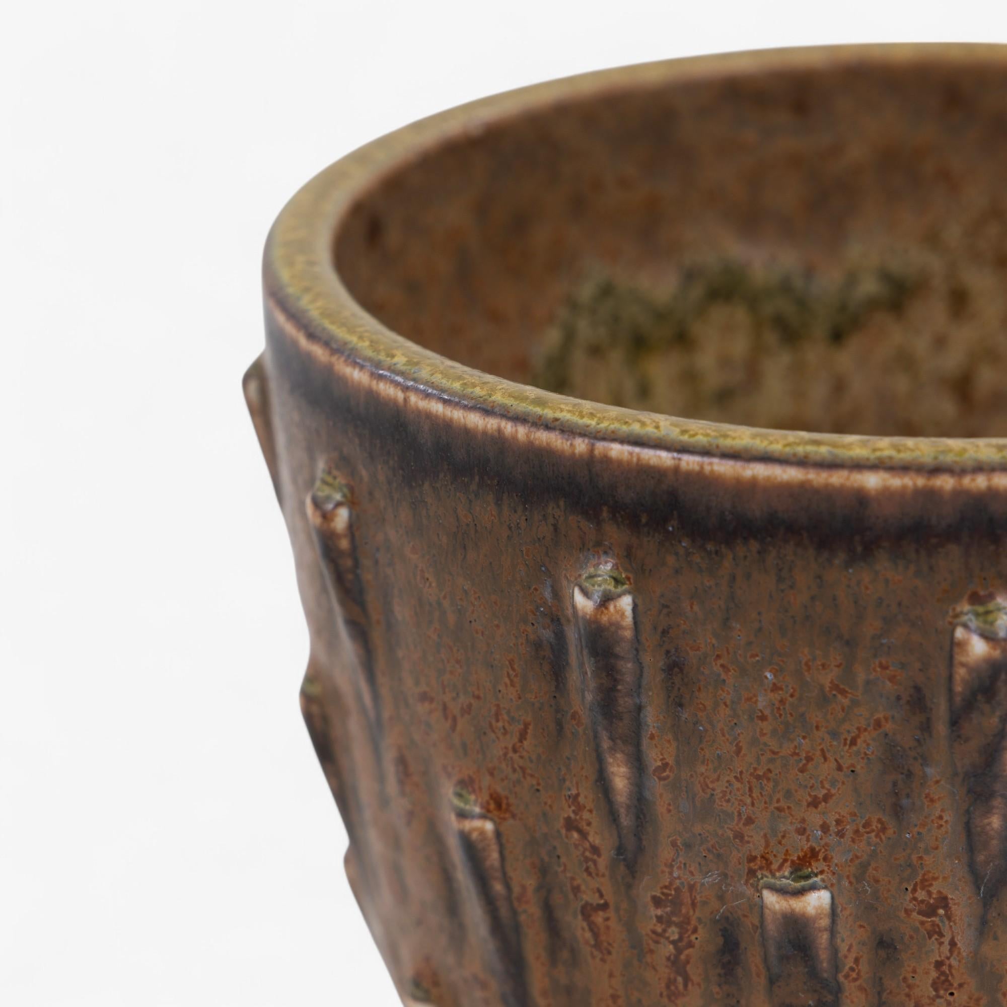 Mid-Century moderno Vaso in gres con smalto Solfatara di Arno Malinowski in vendita