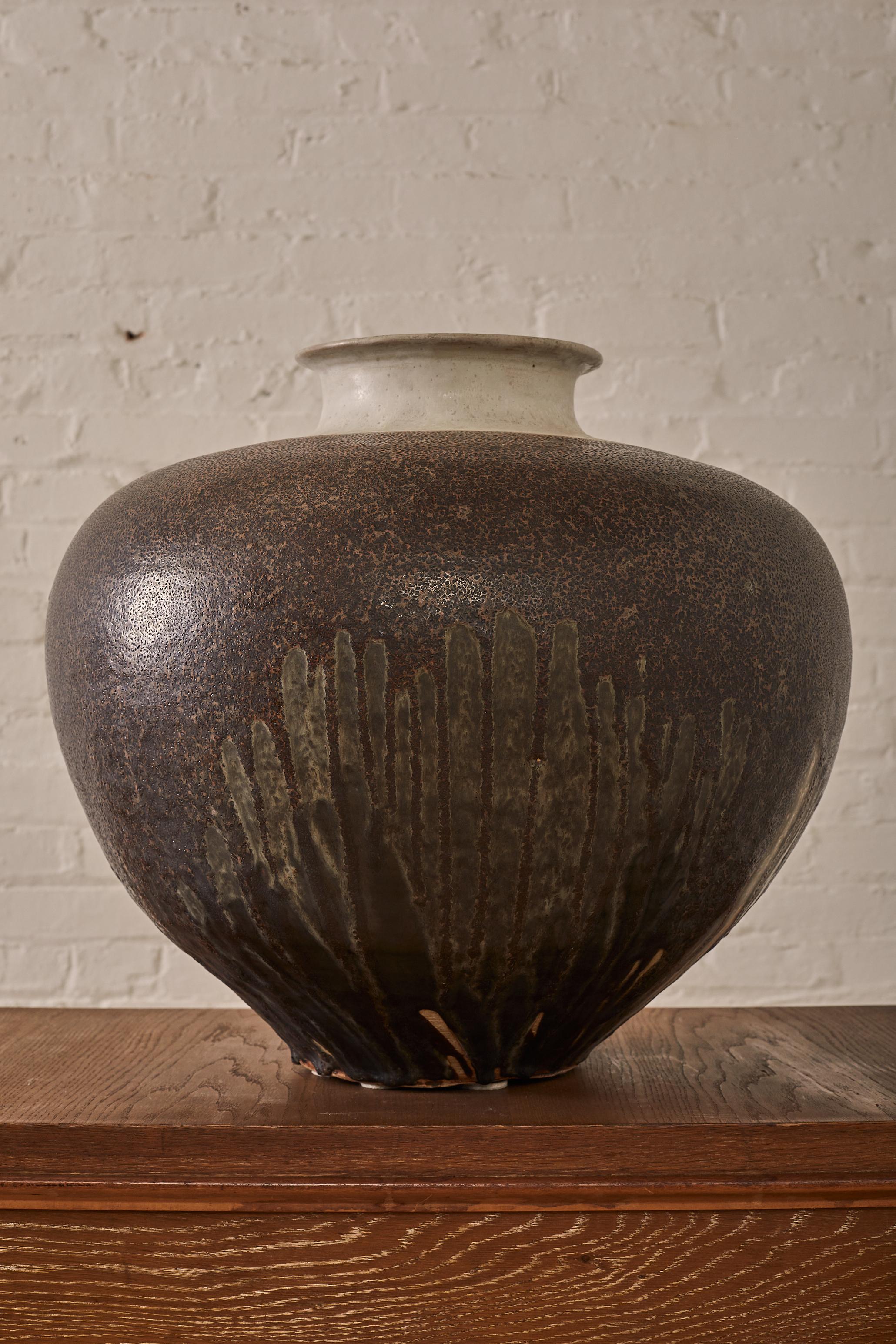 Stoneware Jardiniere by Paul Chaleff In Good Condition For Sale In Long Island City, NY