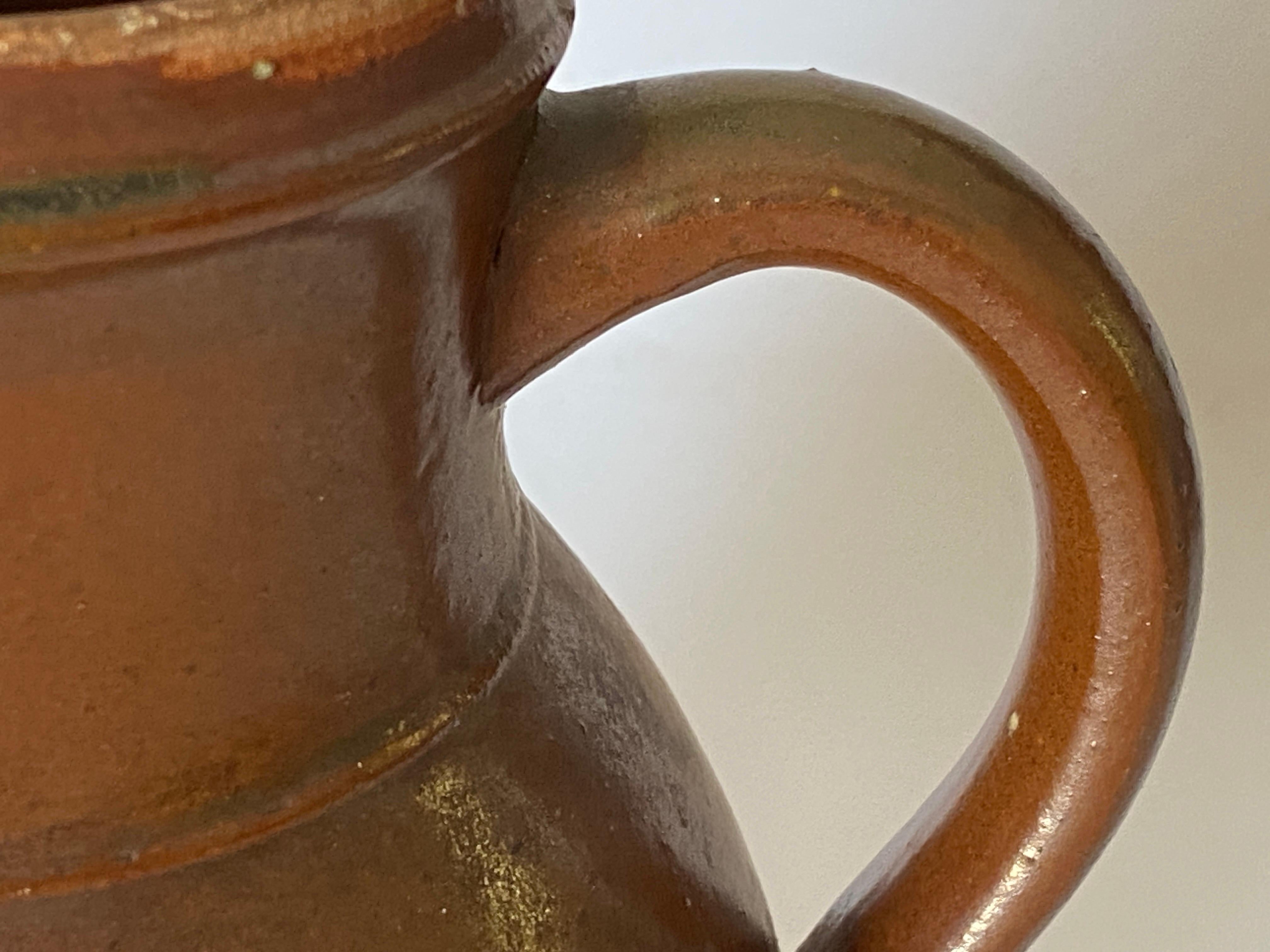 French Stoneware Jug, Pitcher Beautiful Patina circa 1960 from France Brown For Sale