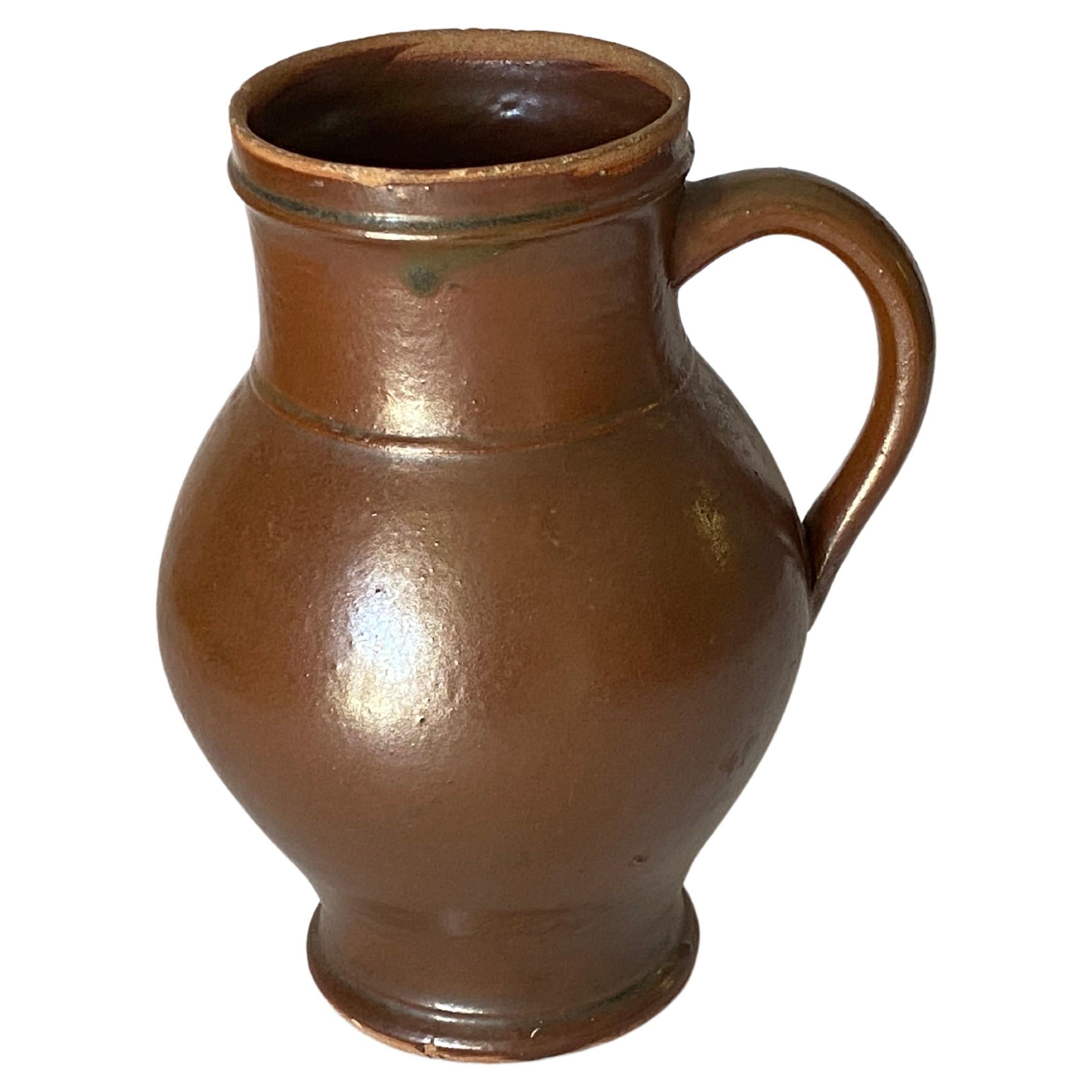 Stoneware Jug, Pitcher Beautiful Patina circa 1960 from France Brown For Sale