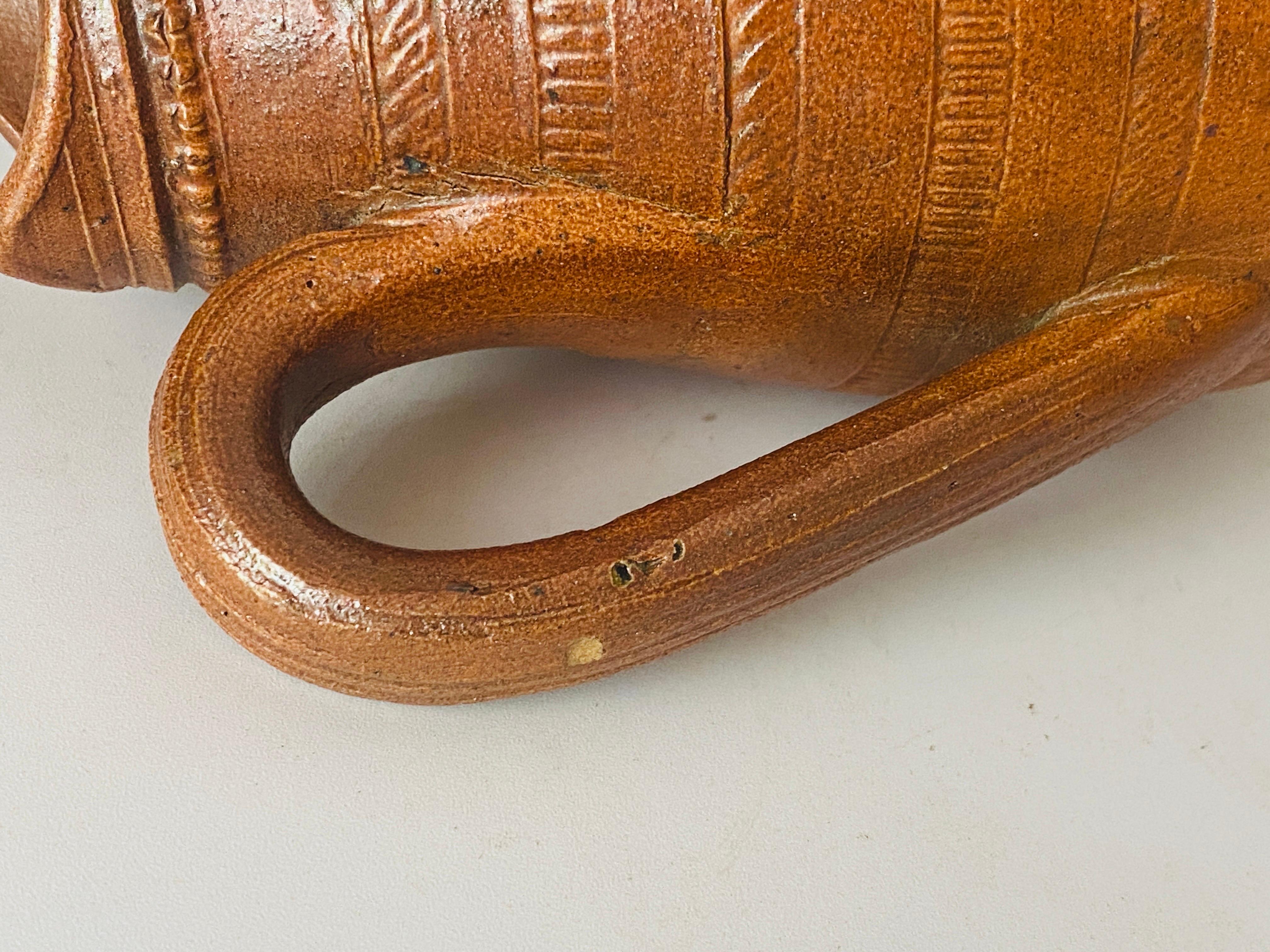 Stoneware Jug Pitcher Beautiful Patina from France circa 1960 Brown For Sale 1