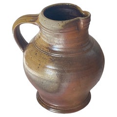 Stoneware Jug Pitcher by Eric Astoul Signed Beautiful Patina from France Brown