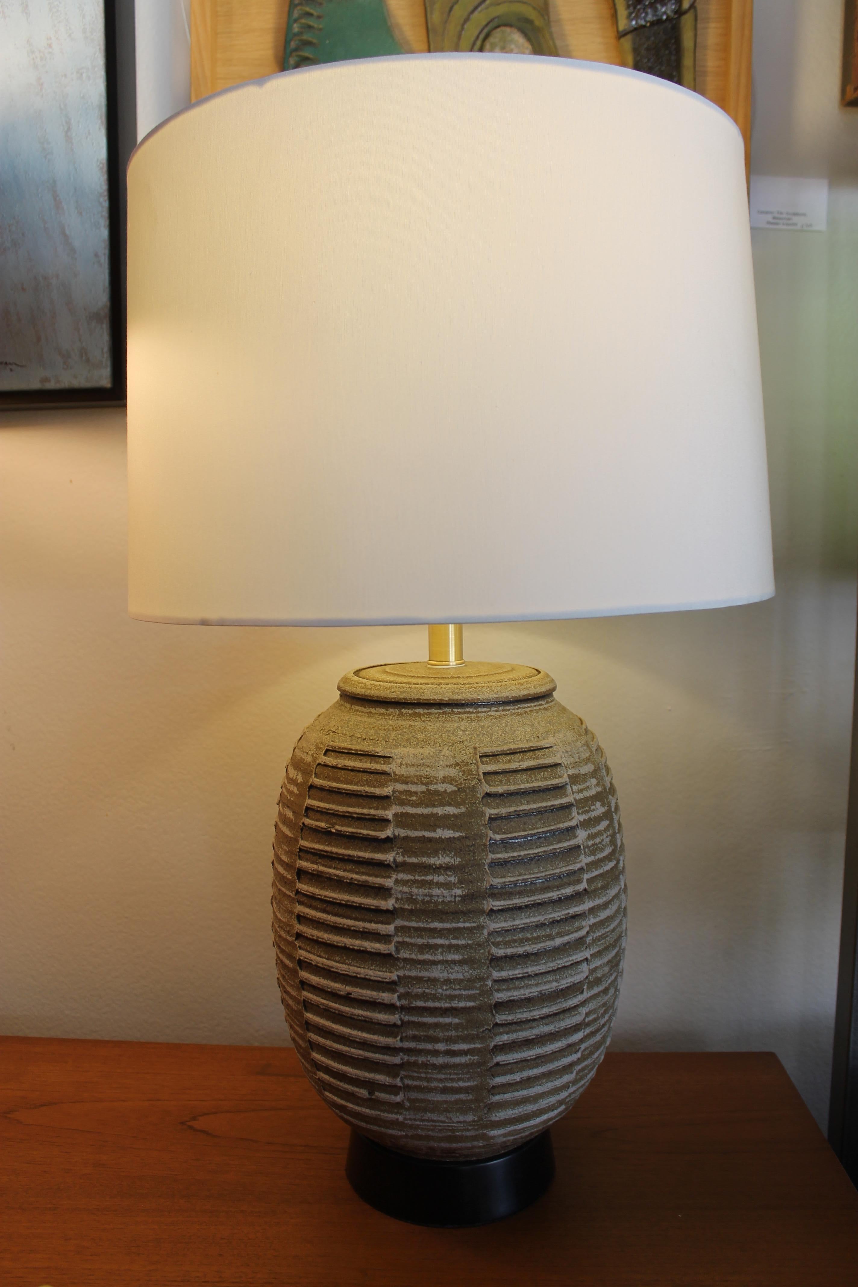 Ceramic lamp by Bob Kinzie. Ceramic portion is 14
