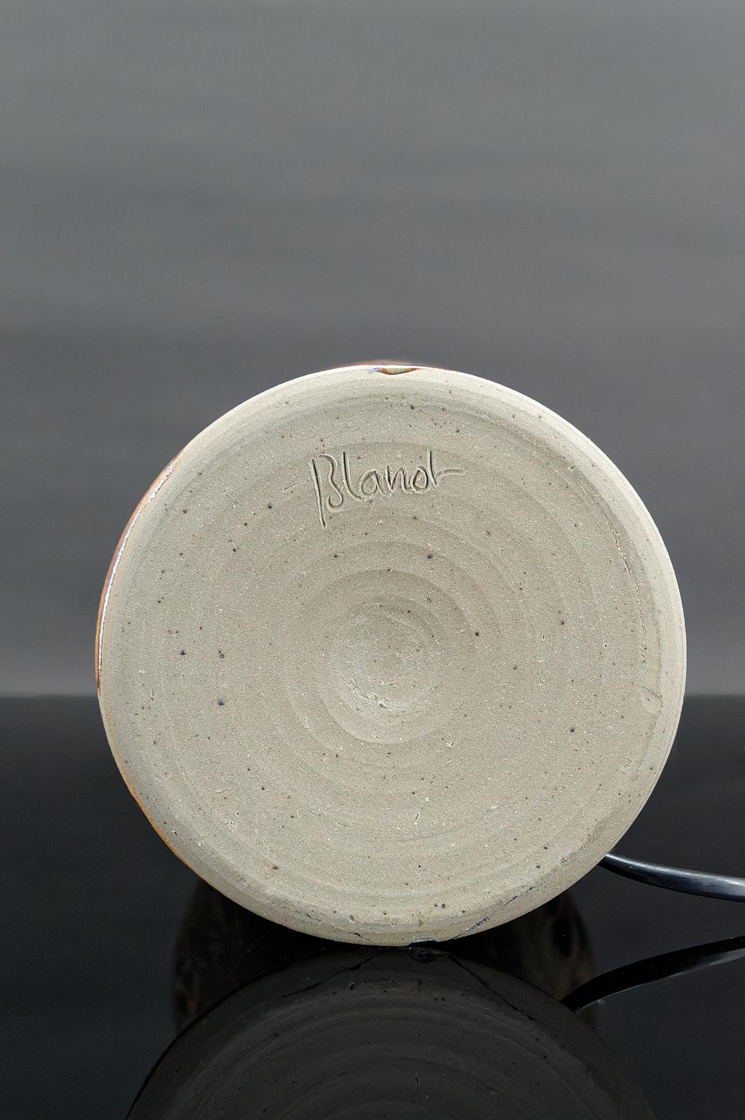 Late 20th Century Stoneware lamp signed “Blanot”, circa 1970 For Sale
