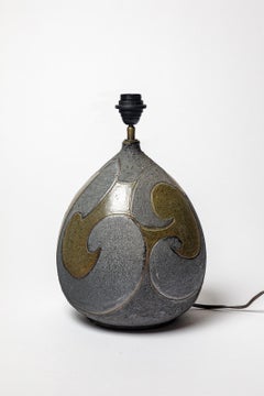 Stoneware lamp with geometric decoration by Georges Martin, circa 1970-1980.