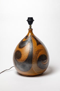 Steingutlampe mit geometrischem Dekor von Georges Martin, um 1970-1980.