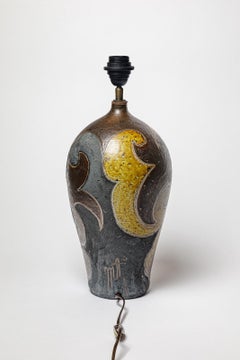 Stoneware lamp with geometric decoration by Georges Martin, circa 1970-1980.