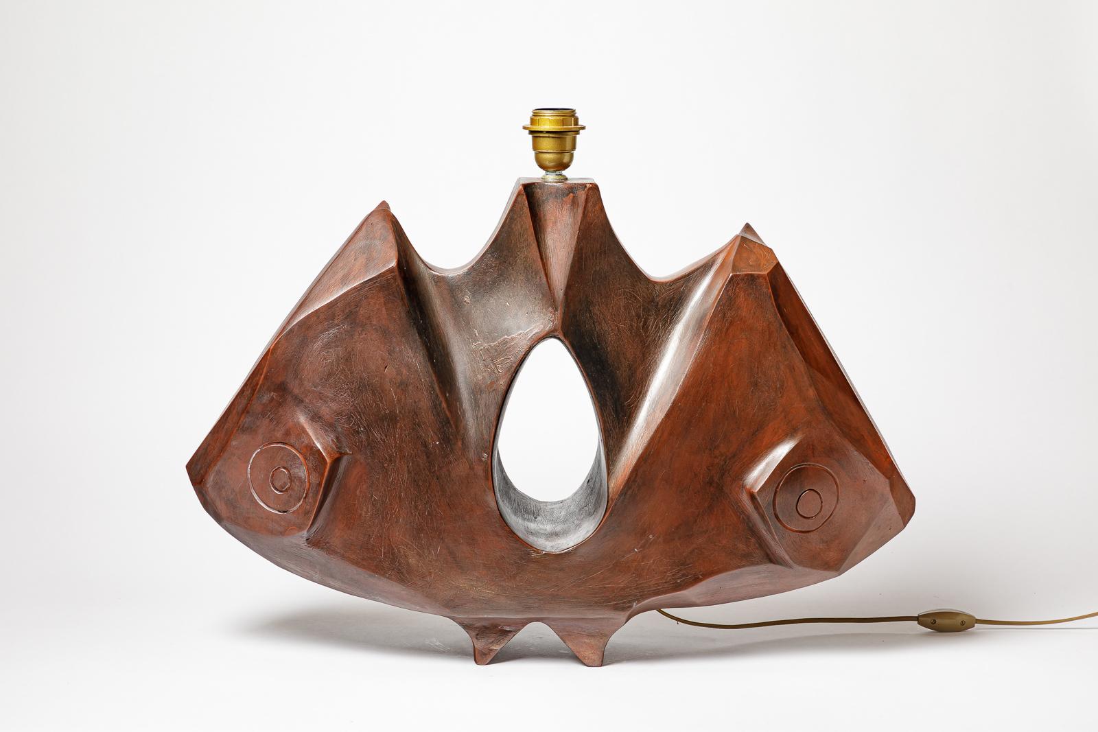Stoneware lamp with geometric decoration by Georges Martin.
Artist monogram on the base. Circa 1970-1980.
H : 17.1 x 26.4 x 7.5 inches (ceramic only).
Sold with a European electrical system.