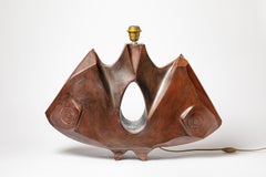 Lámpara de gres con decoración geométrica de Georges Martin, hacia 1970-1980.