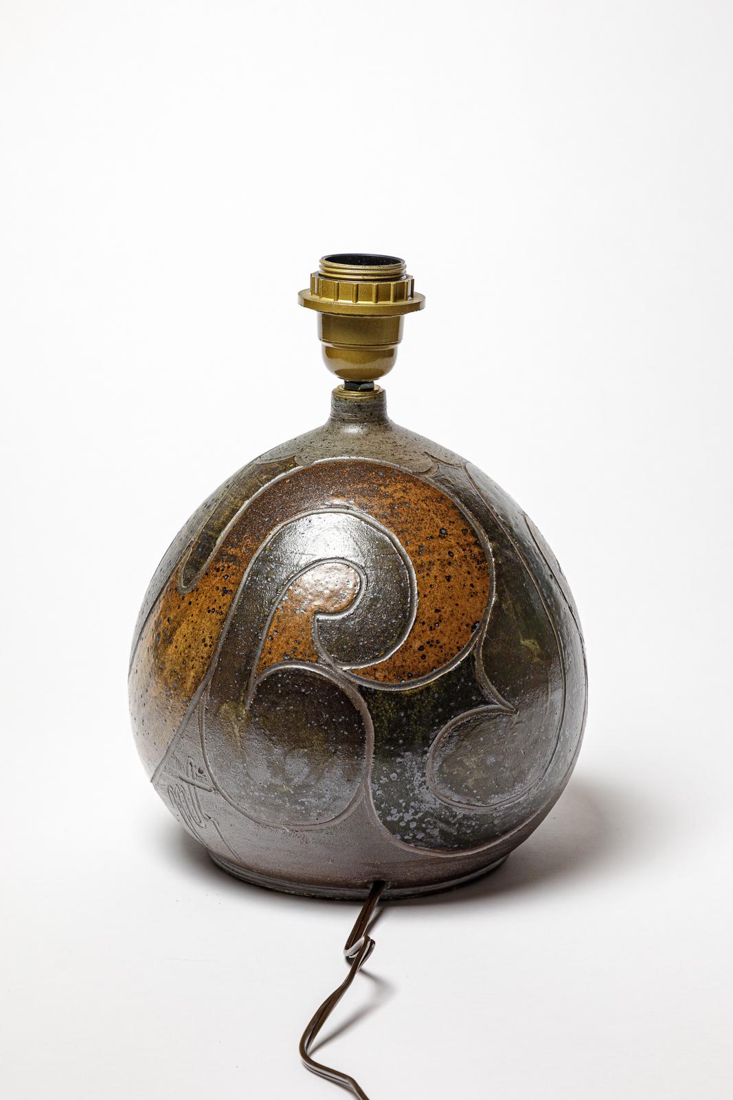 Beaux-Arts Lampada in gres con decorazione geometrica di George Martin, 1970-1980 circa. in vendita