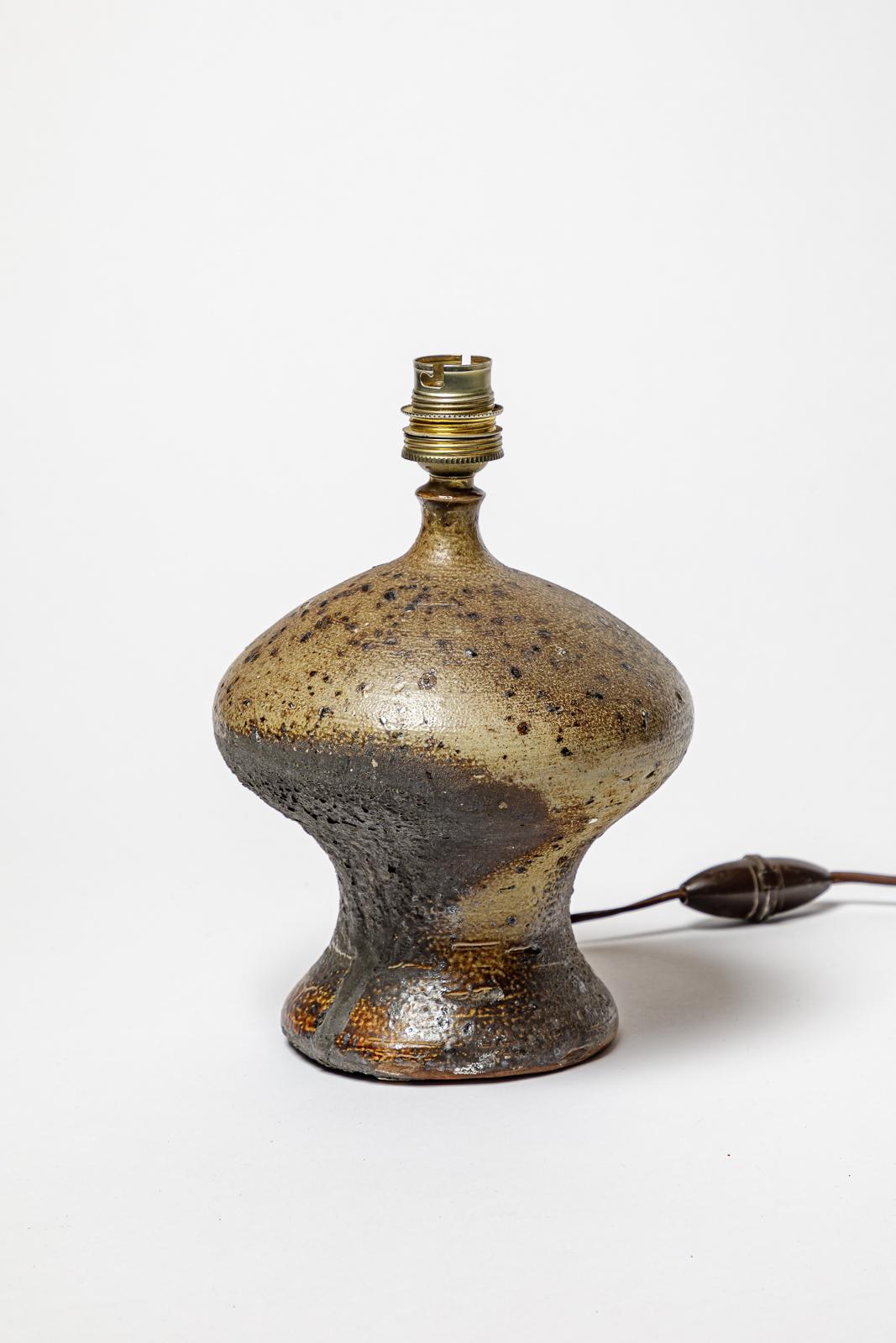 Beaux Arts Stoneware lamp with geometric decoration by Georges Martin, circa 1970-1980. For Sale