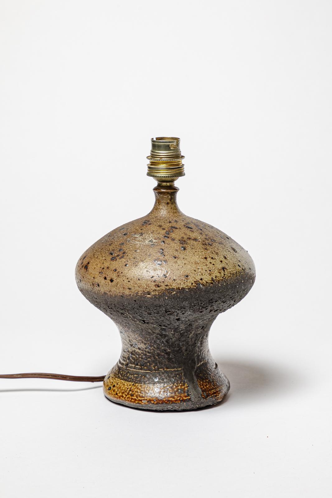 French Stoneware lamp with geometric decoration by Georges Martin, circa 1970-1980. For Sale