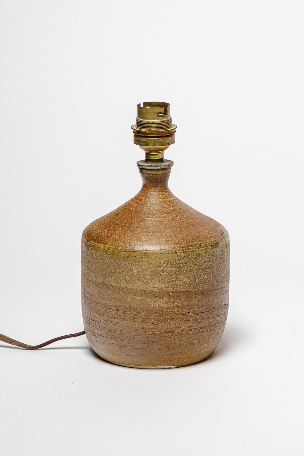 French Stoneware lamp with geometric decoration by Georges Martin, circa 1970-1980. For Sale