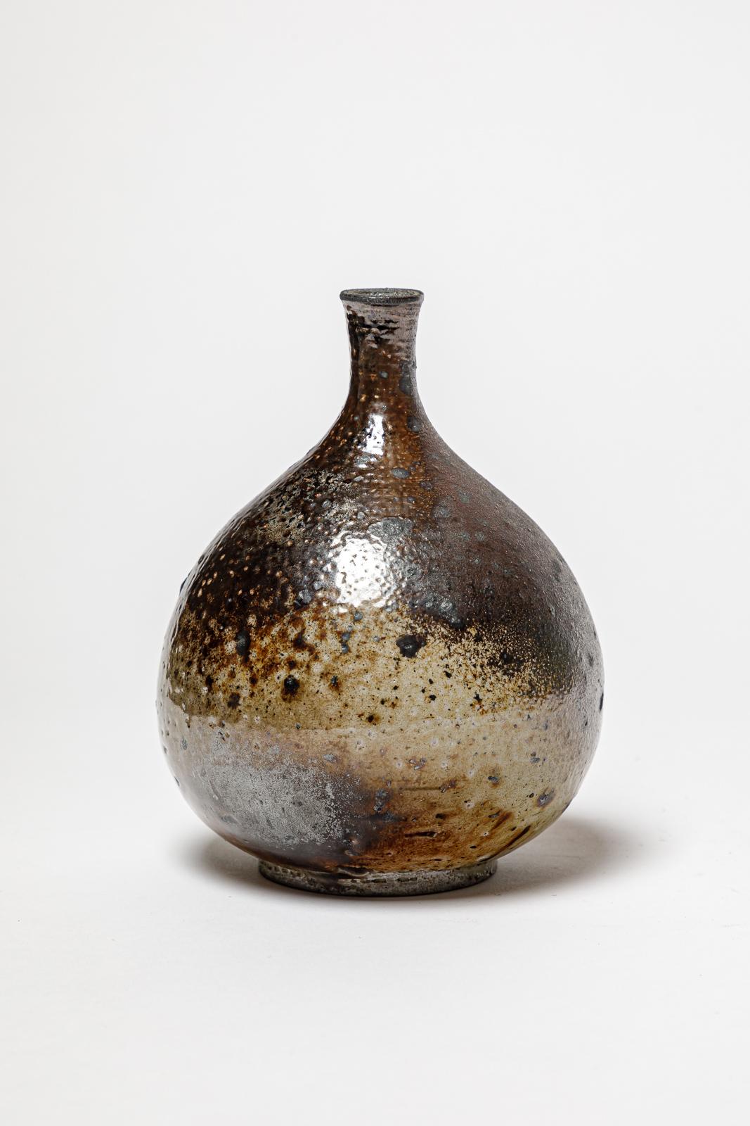 French Stoneware lamp with geometric decoration by Georges Martin, circa 1970-1980. For Sale