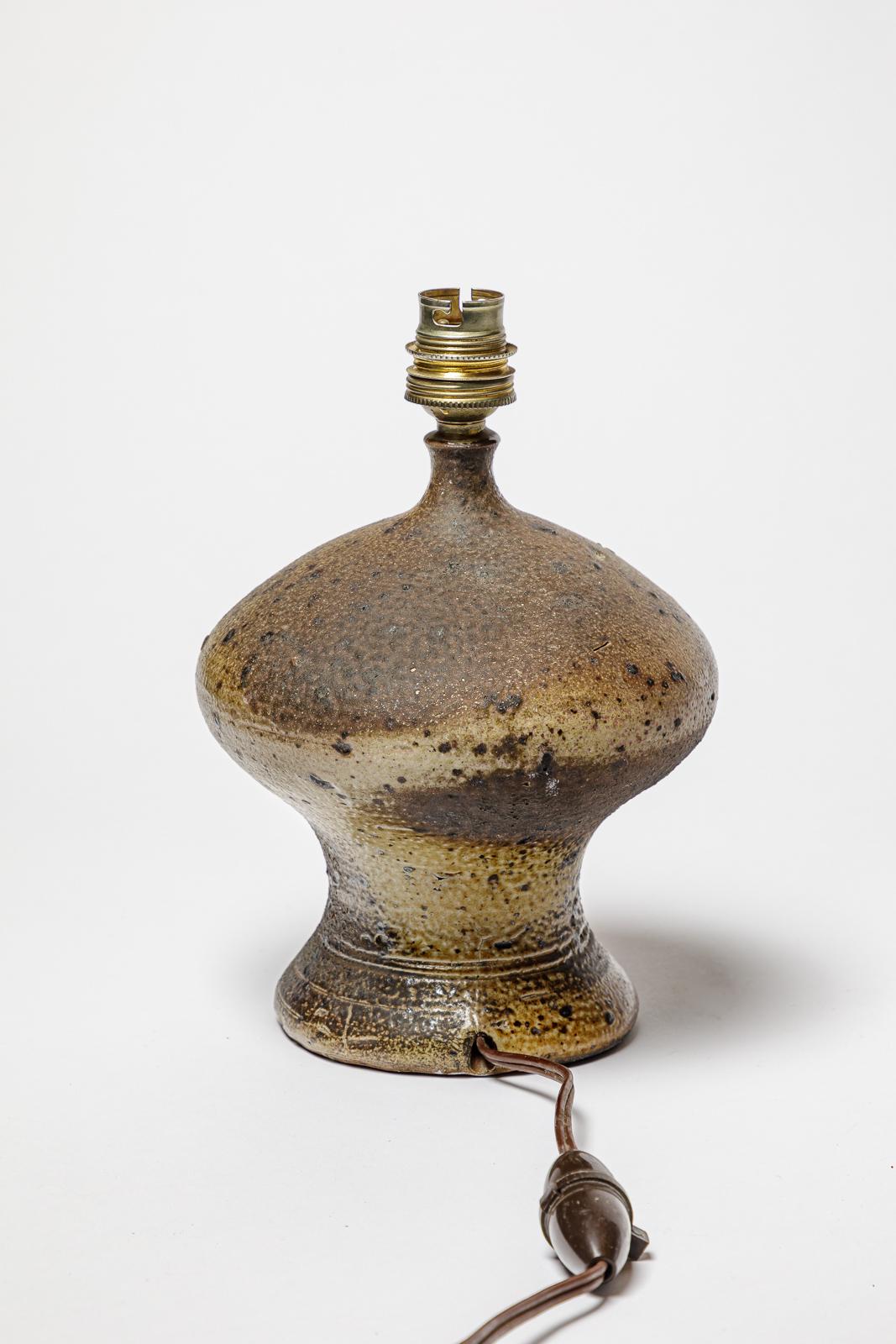 Stoneware lamp with geometric decoration by Georges Martin, circa 1970-1980. In Excellent Condition For Sale In Saint-Ouen, FR