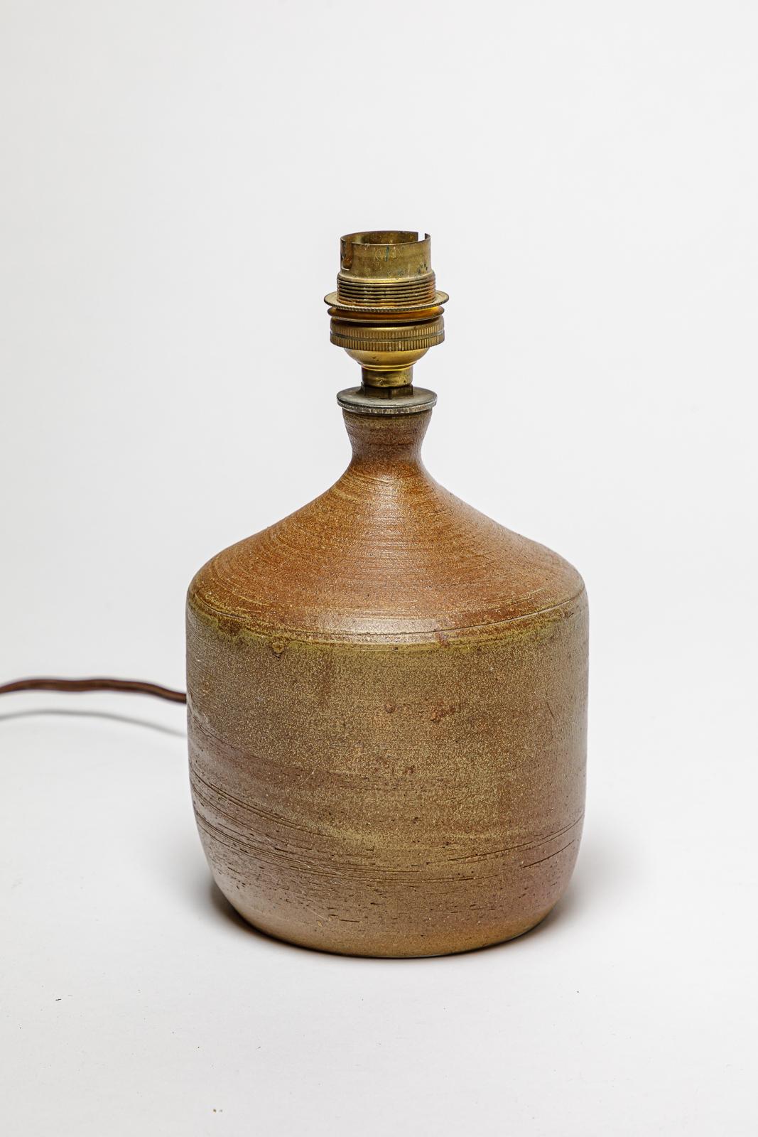 Stoneware lamp with geometric decoration by Georges Martin, circa 1970-1980. In Excellent Condition For Sale In Saint-Ouen, FR