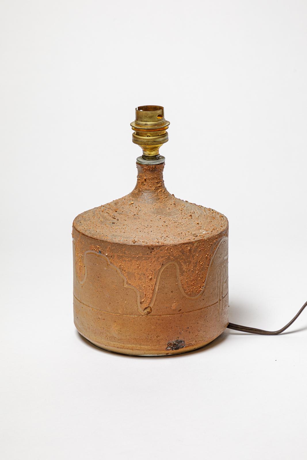 Stoneware lamp with geometric decoration by Georges Martin, circa 1970-1980. In Excellent Condition For Sale In Saint-Ouen, FR