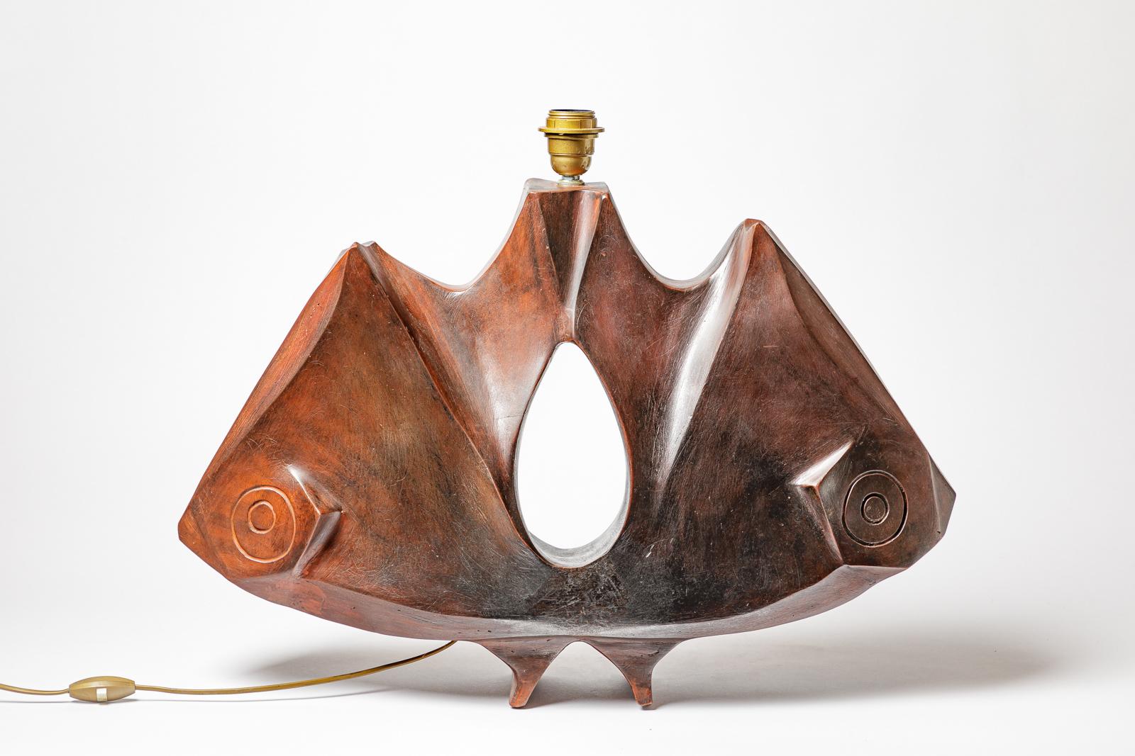 Late 20th Century Stoneware lamp with geometric decoration by Georges Martin, circa 1970-1980. For Sale