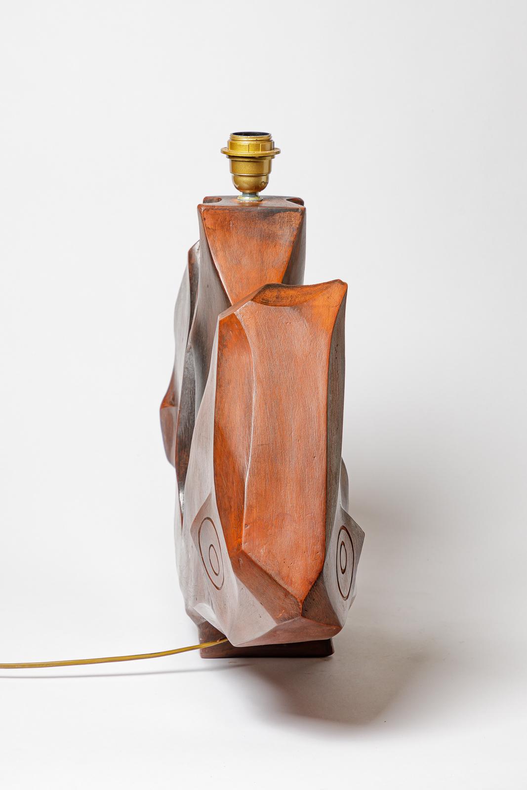 Ceramic Stoneware lamp with geometric decoration by Georges Martin, circa 1970-1980. For Sale