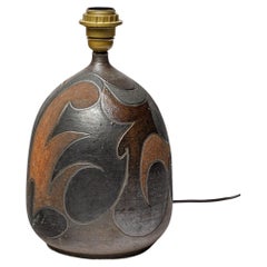 Stoneware lamp with geometric decoration by Georges Martin, circa 1970-1980.