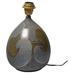 Stoneware lamp with geometric decoration by Georges Martin, circa 1970-1980.