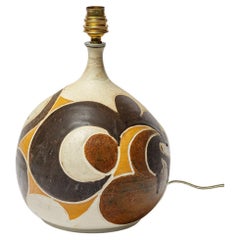 Stoneware lamp with geometric decoration by Georges Martin, circa 1970-1980.