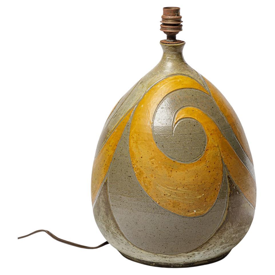 Stoneware lamp with geometric decoration by Georges Martin, circa 1970-1980.