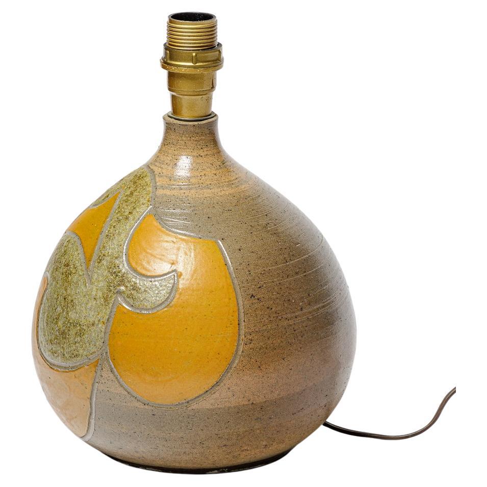 Stoneware lamp with geometric decoration by Georges Martin, circa 1970-1980. For Sale