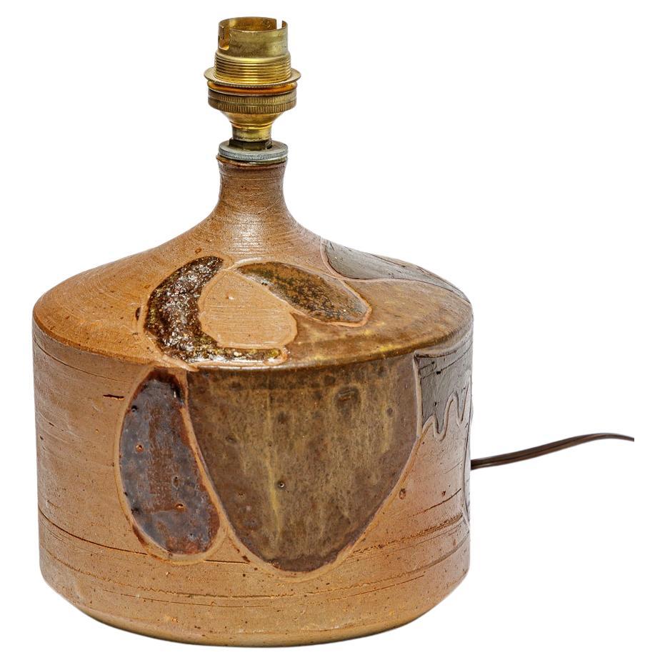 Stoneware lamp with geometric decoration by Georges Martin, circa 1970-1980. For Sale