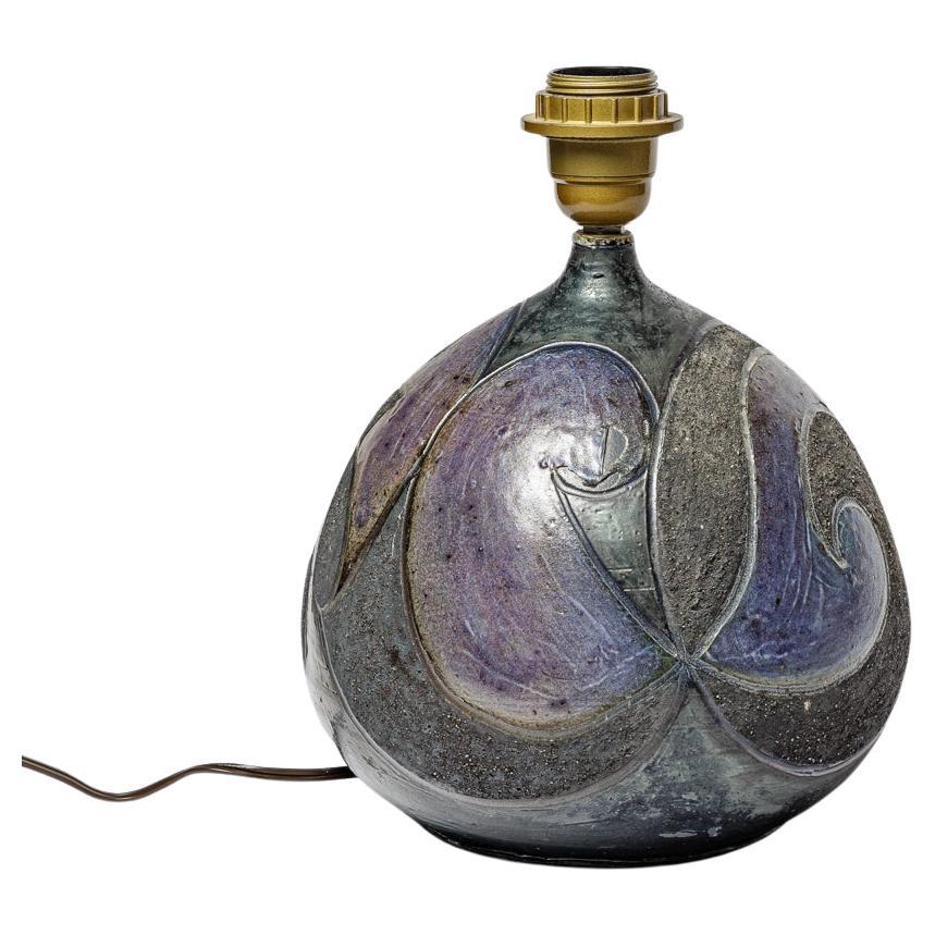 Stoneware lamp with geometric decoration by Georges Martin, circa 1970-1980.