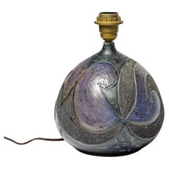 Stoneware lamp with geometric decoration by Georges Martin, circa 1970-1980.