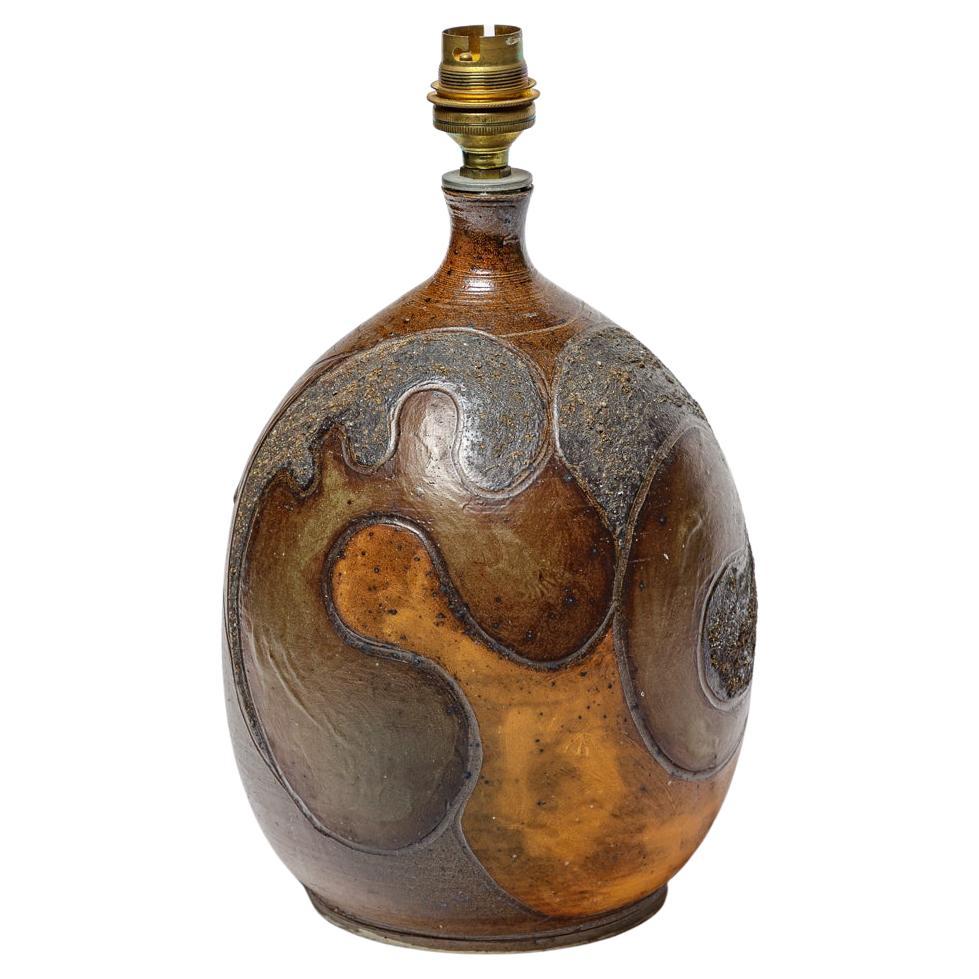 Stoneware lamp with geometric decoration by Georges Martin, circa 1970-1980.